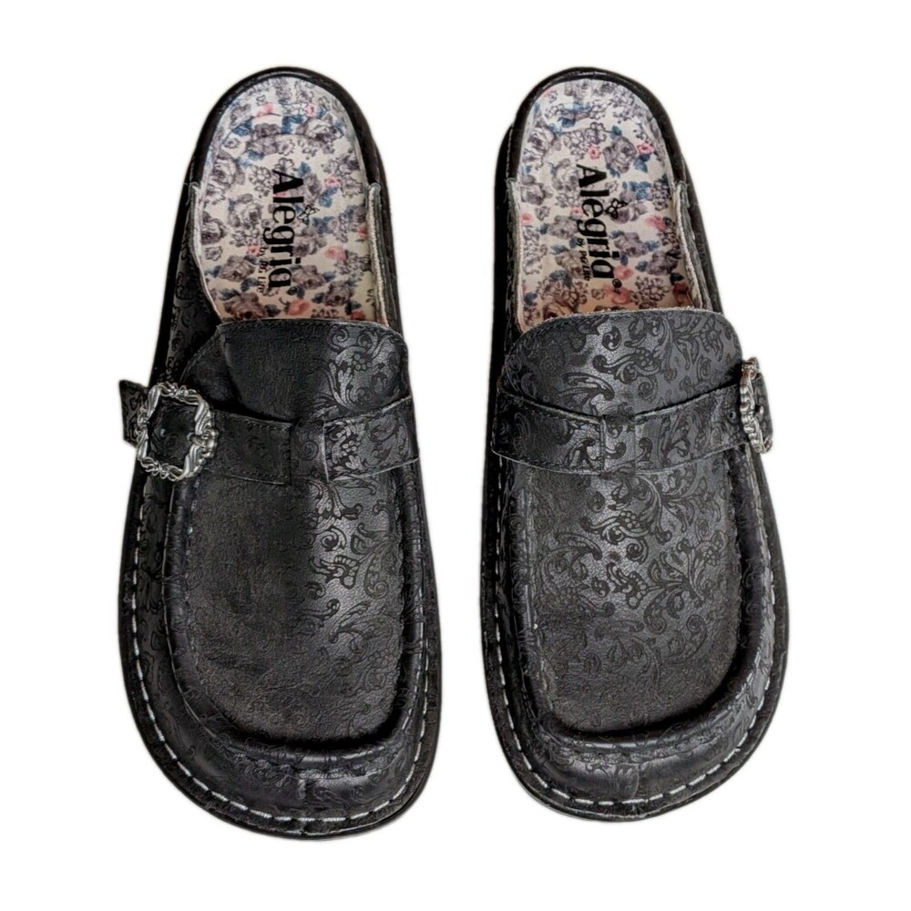 Alegria Womens Brigid Ivalace Clog Black Size EU 41 US 10.5/11 Slip On Comfort